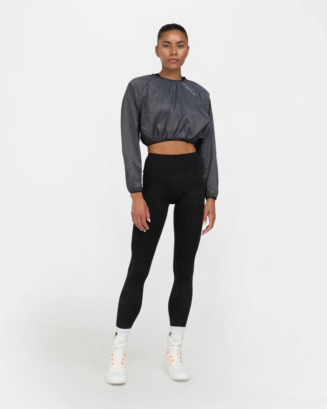 Genaro Cropped Windbreaker Crew - Charcoal - Image 2