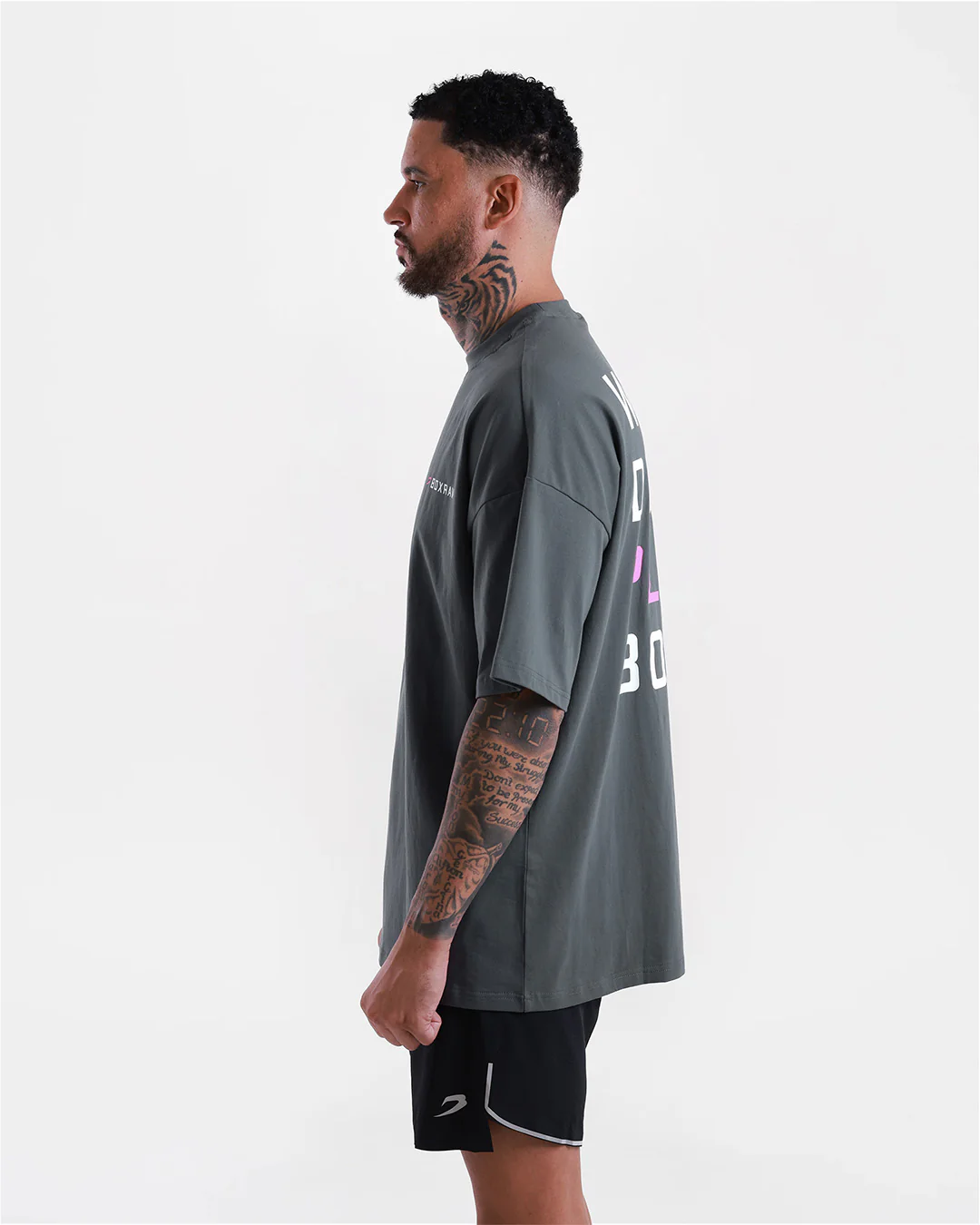 We Don't Play Boxing Oversized T-Shirt - Grey/Pink - Image 5
